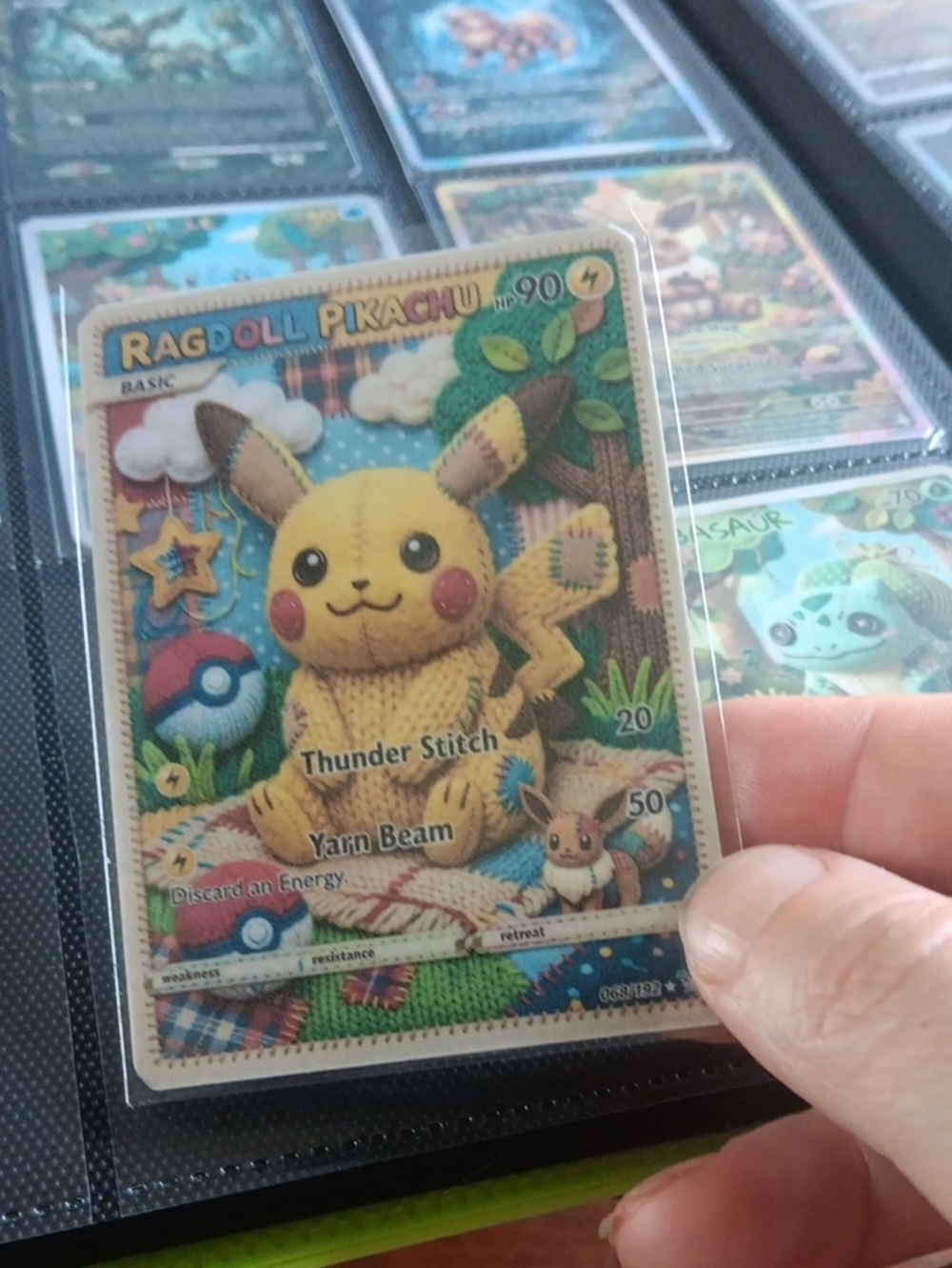 Pikachu Ragdoll Plush-Style Collectible Card (Yellow)